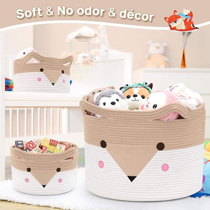Large Baby Basket Toy Storage 3 Pack, (20"x13.8") Woven Baby Laundry Basket, Stuffed Animal Storage.