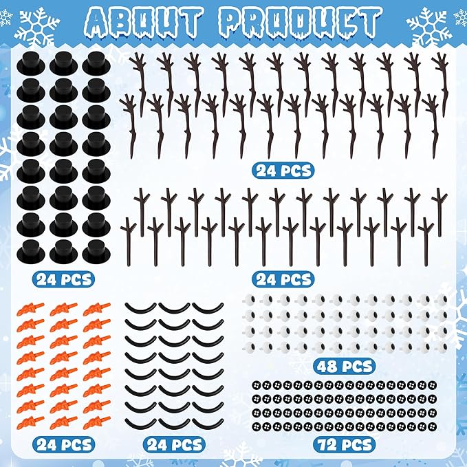 24 Pack Snowman Crafts, Christmas Decoration DIY Kit, Christmas Snowman Gift Bulk, Build a Modeling Clay Snowman Kit with Air Dry Clay Xmas Stocking Stuffers Gift for Party Favors Winter Activities