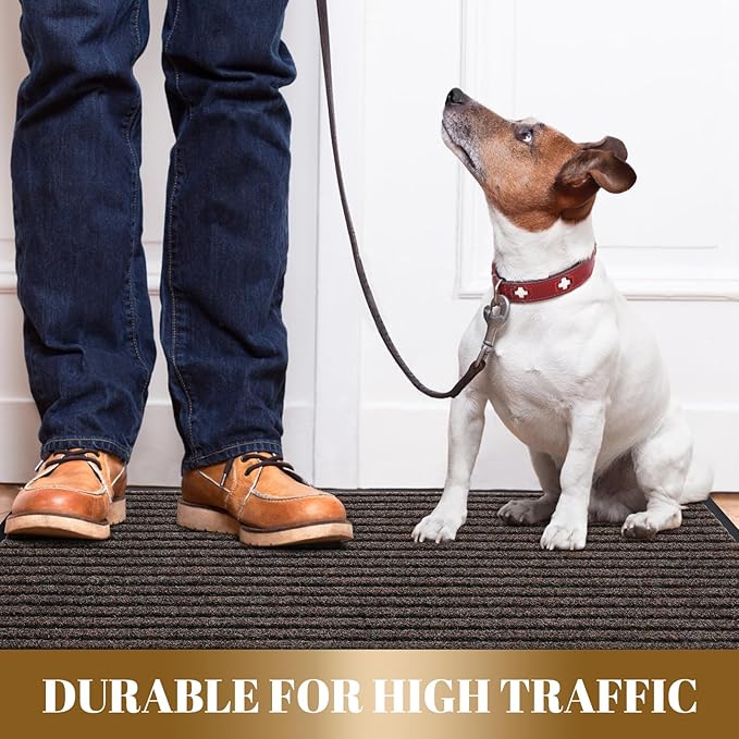 Yimobra Front Door Mat Outdoor Indoor Entrance, 100% Waterproof All-Season All Weather Doormat, Welcome Matt Outside Entry, Non Slip, Low Profile, Heavy Duty Patio Porch Floor Mats,36 x 17