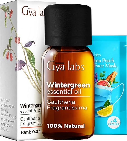 Gya Labs Wintergreen Essential Oil for Diffuser - 0.34 Fl Oz - 100% Pure Natural Wintergreen Oil for Skin, Hair, Massage & Candle Making Scent