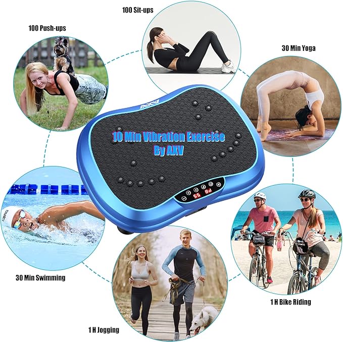AXV Vibration Plate Exercise Machine Whole Body Workout Portable Mini Vibrate Fitness Platform Lymphatic Drainage Machine for Weight Loss Shaping Toning Wellness Home Gyms Workout (Mini)