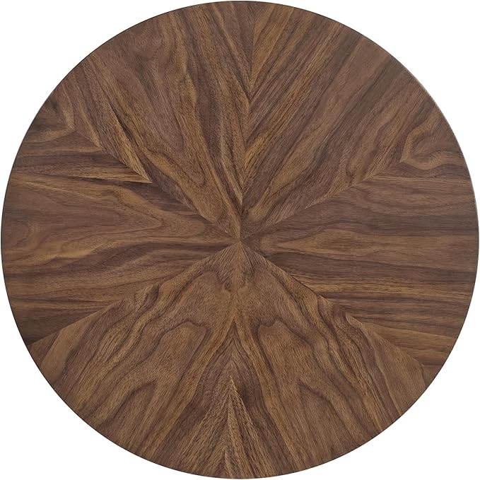 Martin Svensson Home Round Wood Walnut Brown 20" Living Room End Side Accent Table Nightstand with Storage Shelf