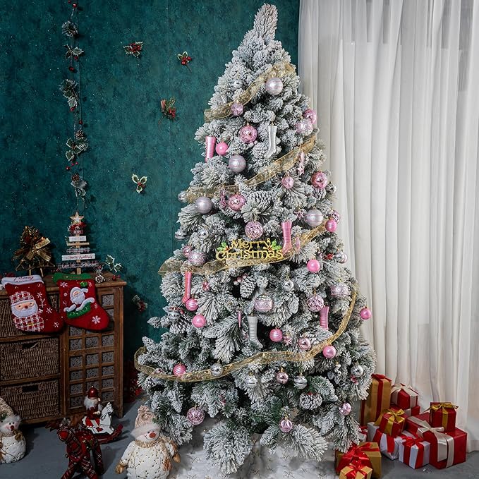 150PCS Pink and Silver Christmas Ornaments, Shatterproof Christmas Ball Ornaments Set, Assorted Christmas Baubles Hanging Decorations for Xmas Tree Home Festival Party Wedding (Pink & Silver)