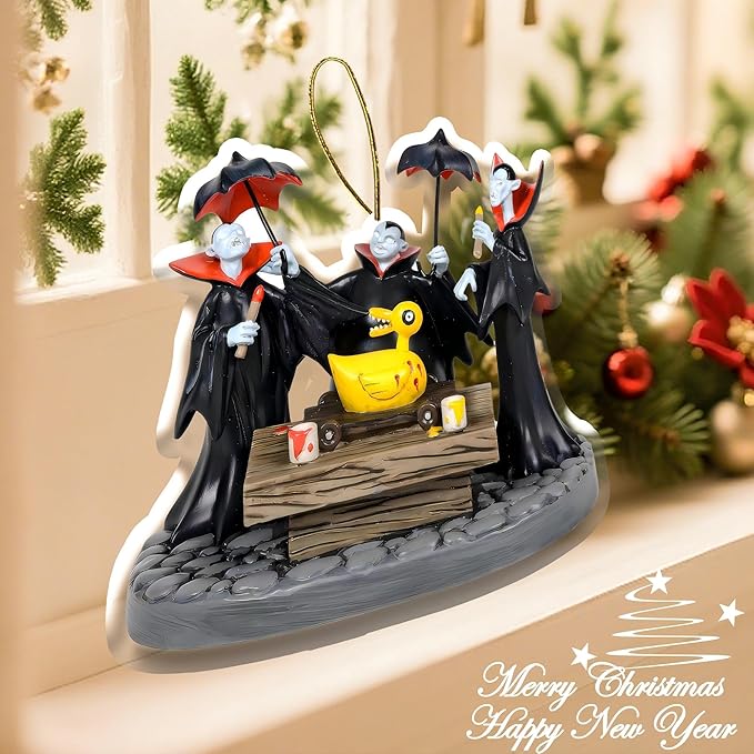 2025 Halloween Christmas Tree Decorations, 9PCS Acrylic Cute Night Before Xmas Pendants Hanging, 2D Flat Spooky Decor Indoor Home Party Gifts Ornaments, 10cm/3.93in