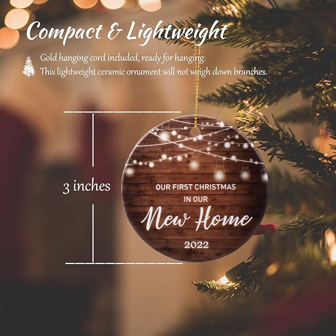 First Home Christmas Tree Ornament - 'Our First Christmas' Keepsake Decoration for New House