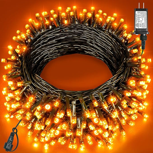 80FT 240 LED Halloween Lights Outdoor, Orange String Lights for Outside with Waterproof 8 Modes, Connectable Green Wire Twinkle Tree Light for Indoor Bedroom Patio Garden Party Holiday Decorations