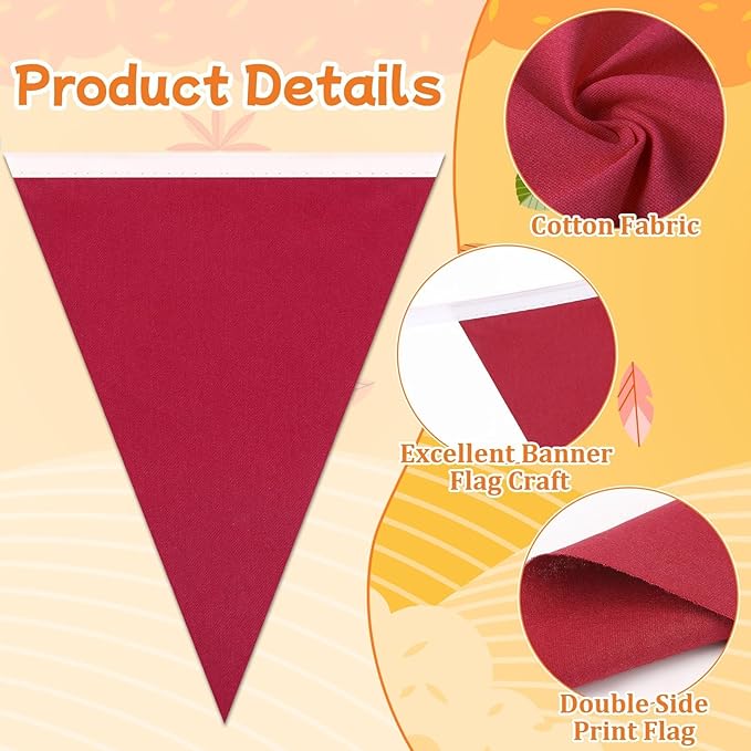 MARFOREVER Fall Pennant Banner, 30Pcs Fabric Thanksgiving Triangle Flags Bunting Garland Fall Theme Colors Hanging Decorations for Autumn Harvest Garden Wedding Baby Shower Party Supplies