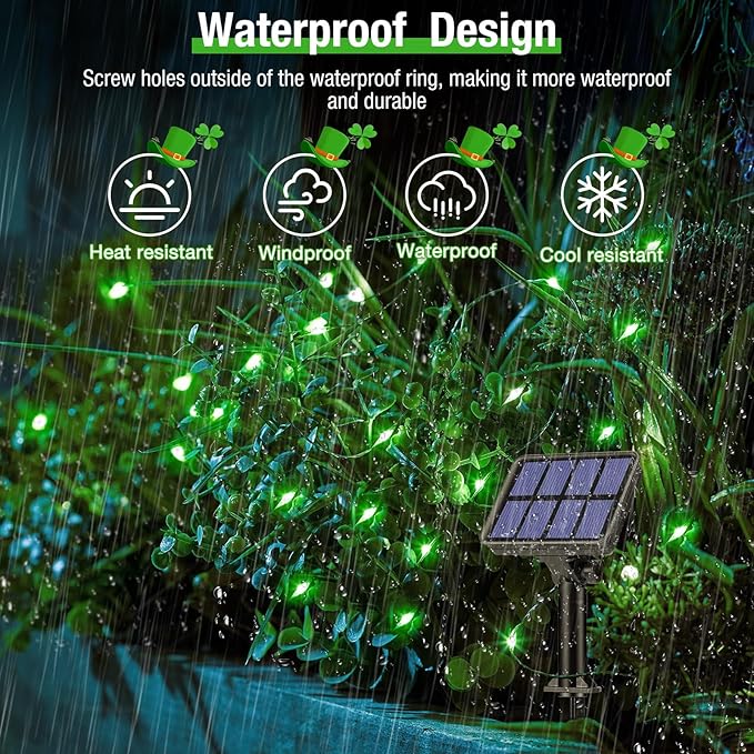 btfarm 4 Pack Solar String Lights Outdoor, 320LED 132FT Halloween Solar Fairy Lights Outside Waterproof, 8 Modes Solar Powered Twinkle Lights for Tree Garden Patio Halloween Decorations, Green