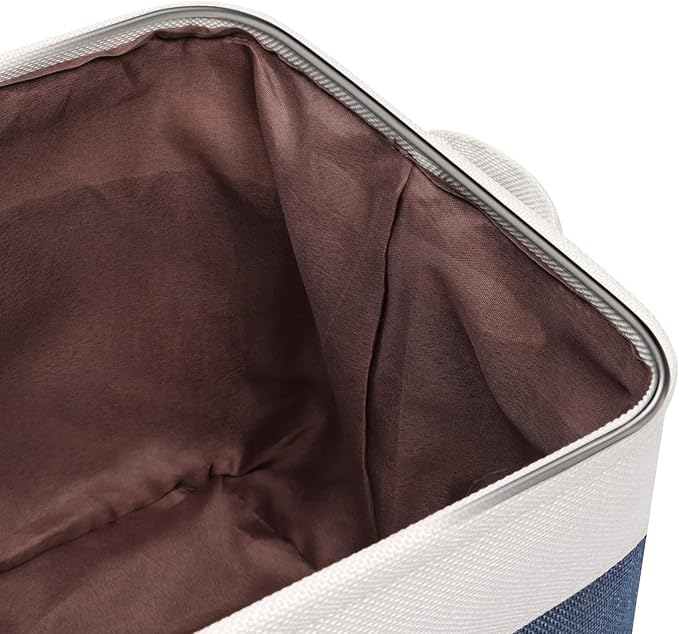 Kntiwiwo Foldable Storage Bins 15" x 10" x 9.5" Fabric Storage Basket Cube with Handles Large Linen Closet Organizer Bins for Organizing Shelf Home, Set of 3, Blue
