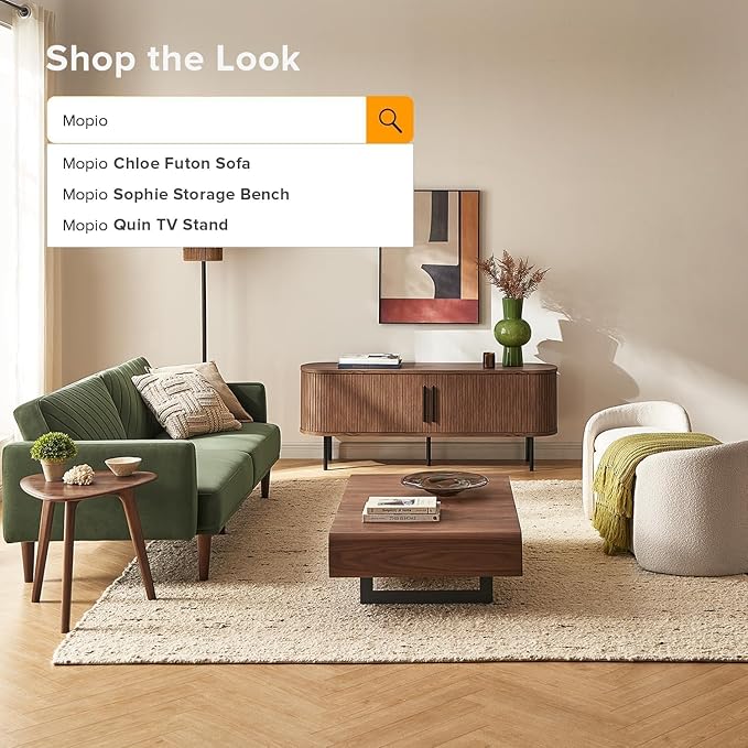 mopio Quin TV Stand, Mid Century Modern for 55/60/65 inch TV, Farmhouse TV Stand, Entertainment Center with Storage, TV and Media Console for Living Room (Walnut, 59" Tambour)