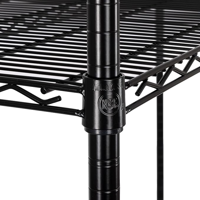 Seville Classics UltraDurable Heavy Duty NSF Solid Steel Wire Rack Storage Unit, Organizer for Garage, Warehouse, Office, Restaurant, Classroom, Kitchen, Black, 4-Tier Shelving, 60" W x 24" D