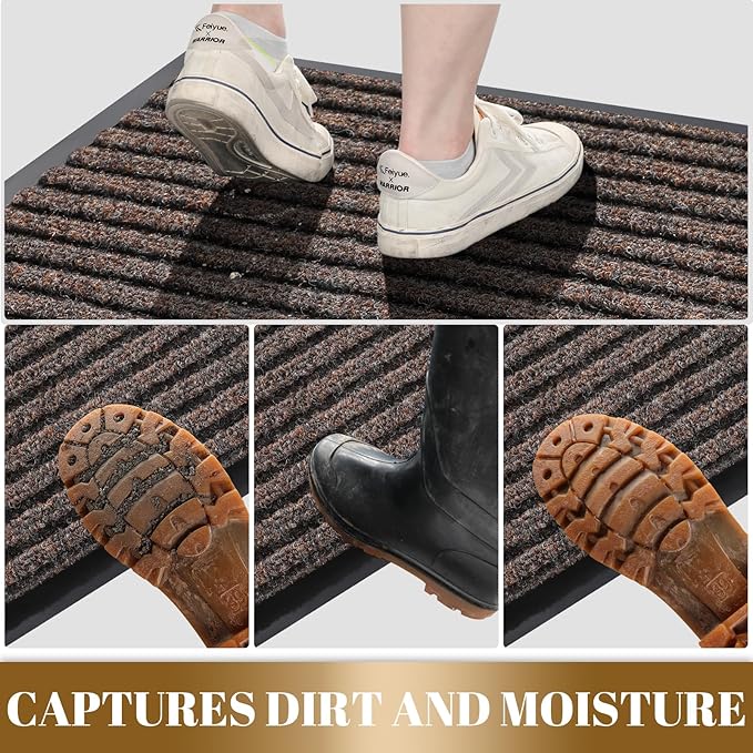 Yimobra Front Door Mat Outdoor Indoor Entrance, 100% Waterproof All-Season All Weather Doormat, Welcome Matt Outside Entry, Non Slip, Low Profile, Heavy Duty Patio Porch Floor Mats,36 x 24
