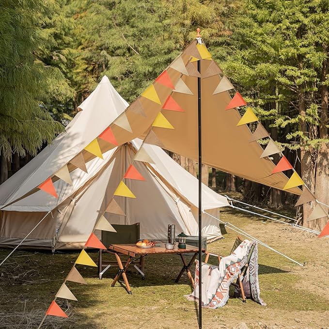 G2PLUS Pre-Strung Burlap Pennant Banner, 39Ft Orange Yellow Triangle Flag Bunting, 36pcs Pennant Banner Flags Garland for Fall, Thanksgiving, Farmhouse and Party Decor