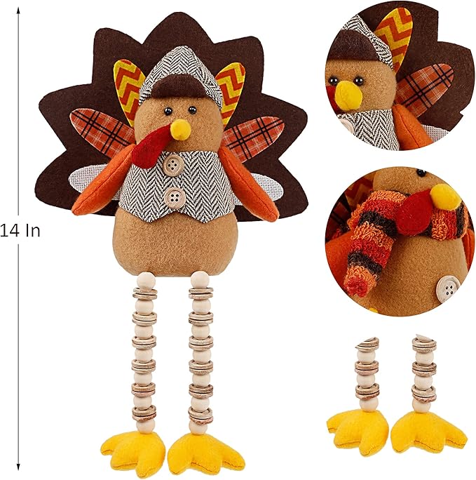 FORUP 14 Inch Turkey Thanksgiving Decoration for Home Autumn Fall Thanksgiving Harvest Decorations