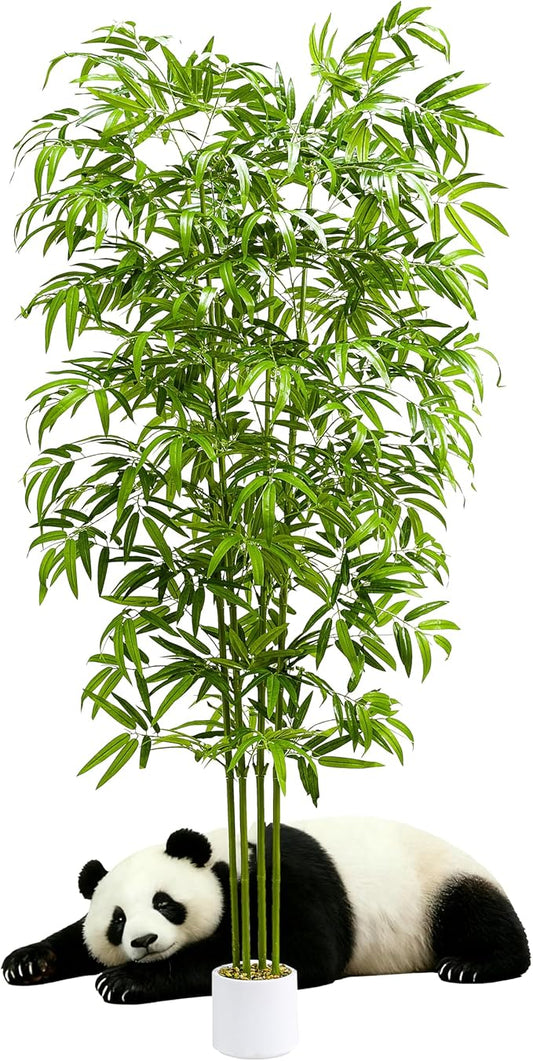 Artificial Bamboo Tree 6FT Tall Fake Plants Faux Silk Plant, Faux Bamboo Plant for Home Office Indoor Outdoor Decor Artificial Trees with Tall Planter