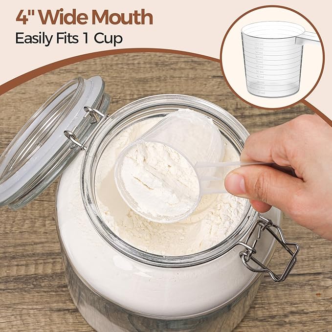 ComSaf Glass Jars with Airtight Lid 86 oz, Wide Mouth Mason Jars, Canning Jars, Large Glass Storage Containers with Lids, Flour Sugar Storage Containers, Large Canister for Rice, Pickle, Set of 2