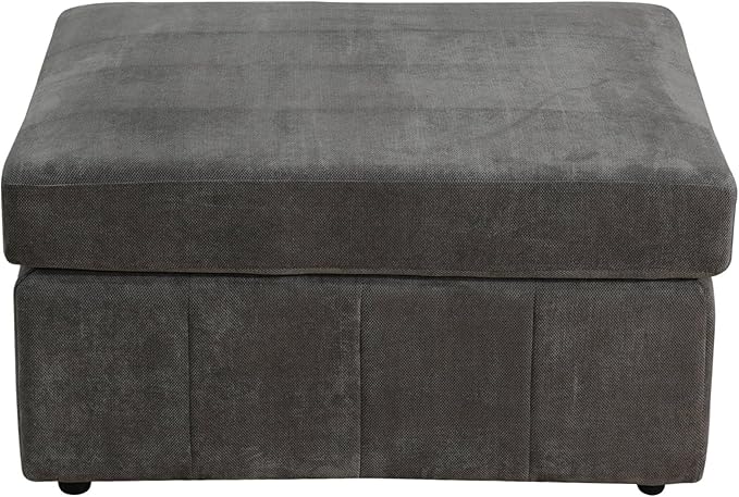 Ottoman Rectangular Storage Ottoman Bench, Flannel Footrest Stool Footstool with Lid for Living Room, Bedroom, Entryway, Gray, 38"x29"x22"