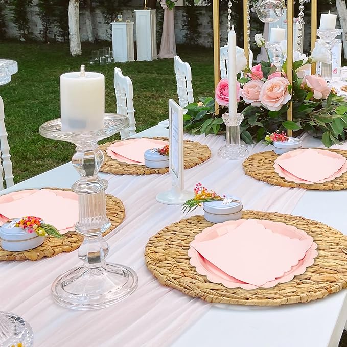 40 pcs Pink Party Paper Plates and Napkins Disposable 9 inch 20 pcs Dessert Plates & 20 pcs Napkins Tableware for Fruit Cake Party Decorations