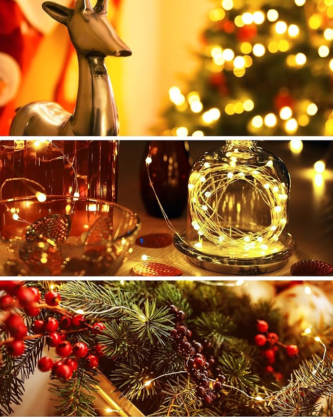 6 Pack Fairy Lights Battery Operated - 7ft 20 LED Twinkle Lights Copper Wire Mini String Lights Firefly Lights for Mason Jars DIY Crafts Christmas Wedding Party Centerpiece Table Decor, Warm White