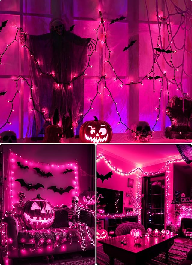 2 Pack Purple Halloween Mini Lights, 13 Feet 50 Count Totally 100 Count Incandescent Bulb Mini String Lights, Connectable Halloween Light for Haunted House Ghost Party Holiday Window Indoor Decoration