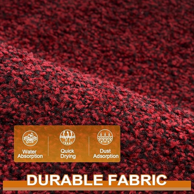 Mibao Front Door Mat, Dirt Trapper Welcome Mat for Outdoor Indoor, Non-Slip Waterproof Doormat, Durable Machine Washable Low Profile Entry Rug for Back Door Outside Patio Porch, 32" x 20", Red