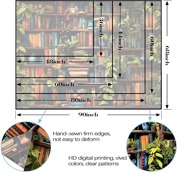 Accnicc Botanical Bookshelf Tapestry Lush Green Plant Book Shelf Tapestries Wall Hanging Art Vintage Retro Potted Plants Academics Library Book Tapestry for Bedroom Living Room Dorm 80 x 60 inch