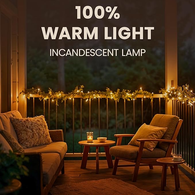 Teeny Lights 50Ct Brown - Warm Mini Bulbs with Brown Cord - Indoor/Outdoor Water-Resistant Farmhouse String Lights for Patio, Wedding, Home Decor, Rustic Christmas