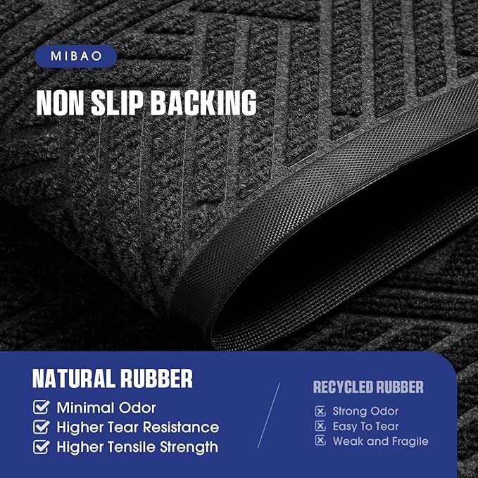 Mibao Front Door Mat Outside Entrance, Durable Outdoor Indoor Mat, Low Profile Heavy Duty Doormat, Non-Slip, Traps Dirt and Moisture, Easy Clean Patio Porch Entryway Mat, 32" x 47", Grey
