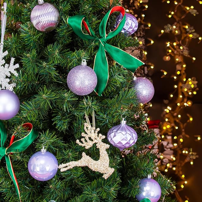 Every Day is Christmas Ornaments, Shatterproof Christmas Tree Ornament Set, Christmas Balls Decoration 35 Count (2.75"/70mm, Lilac Purple)