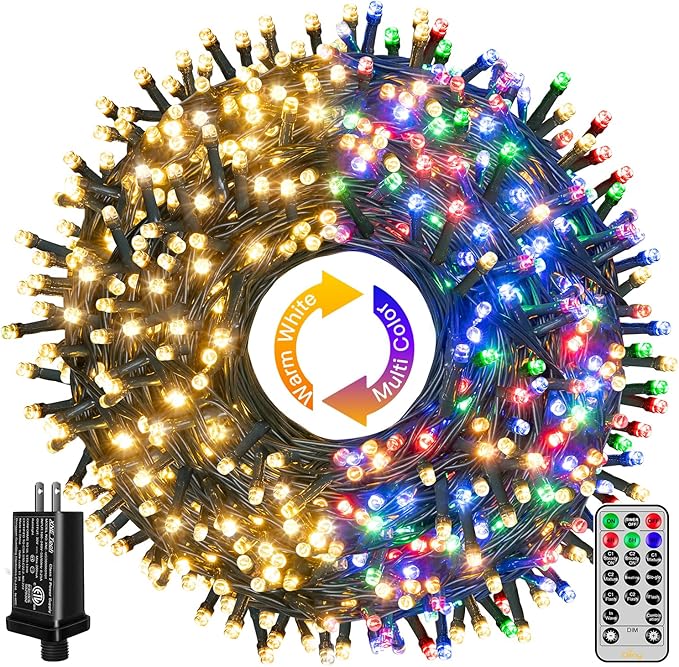Ollny Christmas Lights, 210FT 640LED Color Changing Christmas Tree Lights with 11 Modes Remote Control, Waterproof Outdoor Light for Outside Indoor Patio Weddings Xmas Decorations