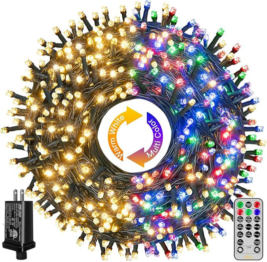 Ollny Christmas Lights, 210FT 640LED Color Changing Christmas Tree Lights with 11 Modes Remote Control, Waterproof Outdoor Light for Outside Indoor Patio Weddings Xmas Decorations