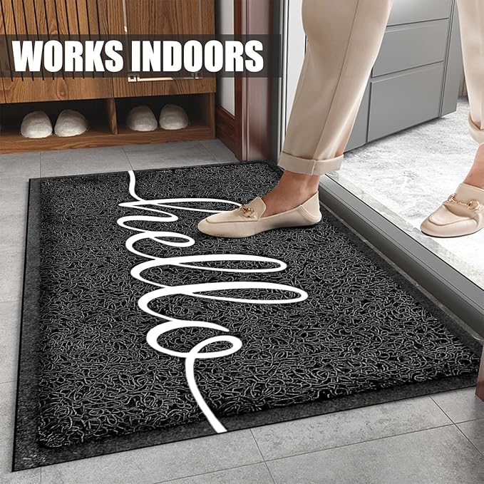 Door Mat, Durable Welcome Mat Low Profile Floor Mat Front Doormat Non Slip Mats Entrance Rectangular Easy to Clean Doormat, for Entryway, Patio, High Traffic Areas (36"x24",Black)