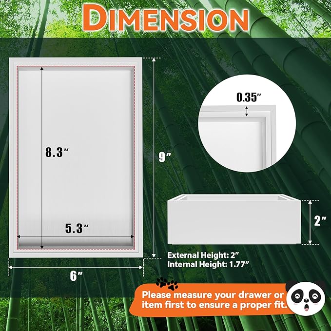 Bamboo Drawer Organizer, Cutlery Silverware Organizer for Kitchen Drawer, Stackable Utensil Organizer, 2 Pcs Flatware Organizer, Wooden Storage Box Tray (White, 9 X 6 X 2 Inch)