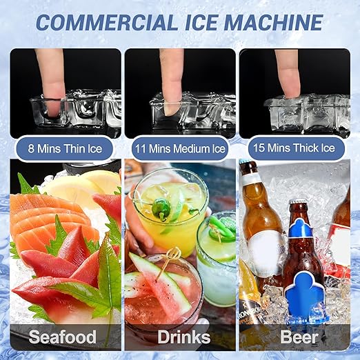 Ice Machine Commercial Ice Maker Machine, 400 Lbs/24H Industrial Ice Machine, 350 Lbs Storage Commercial Ice Machines Free Standing, Cubes Ice Makers Commercial, Restaurant, Cafe, Bar, Hotel