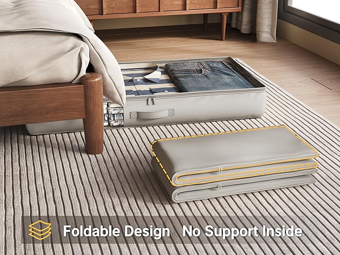 Under Bed Storage Containers with Window, Closet Organizers and Storage Bags, Foldable Underbed Storage Bags for Blankets, Clothing, Comforter, Linen Sheets, Wrapping Paper, 1 Pack, Grey