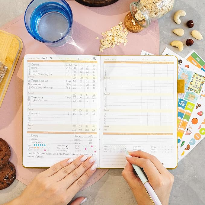 GoGirl Food Journal & Wellness Planner –– Diet & Fitness Diary – Nutrition Journal with Meal, Exercise & Weigh Loss Tracker, A5 (Amber Yellow)