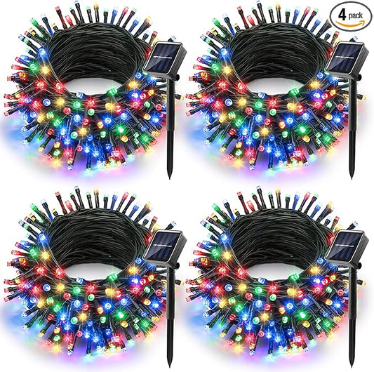 Joomer Solar Christmas Lights Outdoor, 4 Pack Total 156FT 400LED 8 Lighting Modes Solar String Light Waterproof Fairy Tree Lighted for Garden Yard Patio Christmas Decoration (Multicolor)