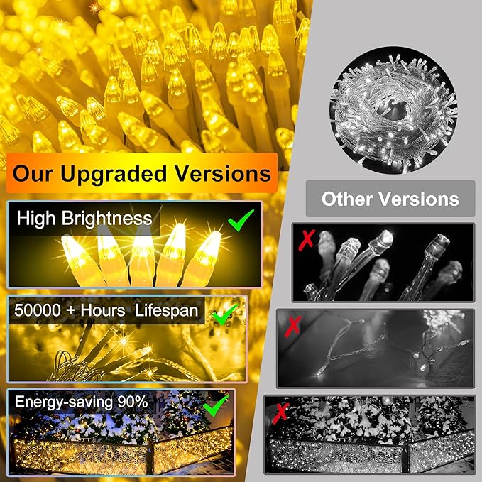 666 LED 66FT Christmas Lights with 148 Drops, 12 Modes Dimmable Warm White Outdoor Hanging Lights with Timer Memory, Waterproof Curtain Lights for Home Bedroom Indoor Tree Window Roof Fence Wedding