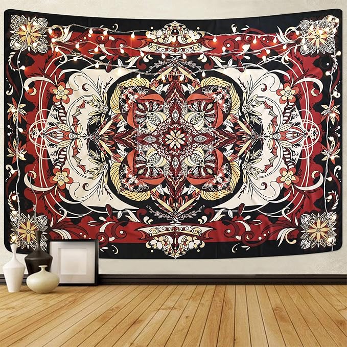 CHDGDHC Mandala Tapestry - Moth Wall Hanging, UV Resistant, Machine Washable, Lightweight, Psychedelic Bedroom Aesthetic Decor for Bedroom, Living Room, Yoga Room - 39.37x29.92 Inch