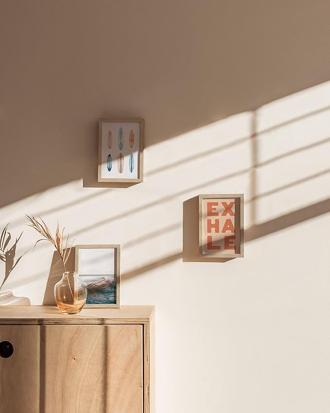 HAUS & HUES Solid Oak Wall or Tabletop Frame Set - Beige Gallery Frame With 4x6 Frames