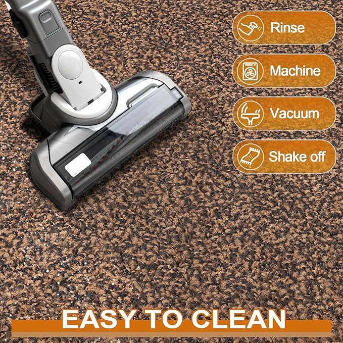 Mibao Front Door Mat, Dirt Trapper Welcome Mat for Outdoor Indoor, Non-Slip Waterproof Doormat, Durable Machine Washable Low Profile Entry Rug for Back Door Outside Patio Porch, 36" x 24", Brown