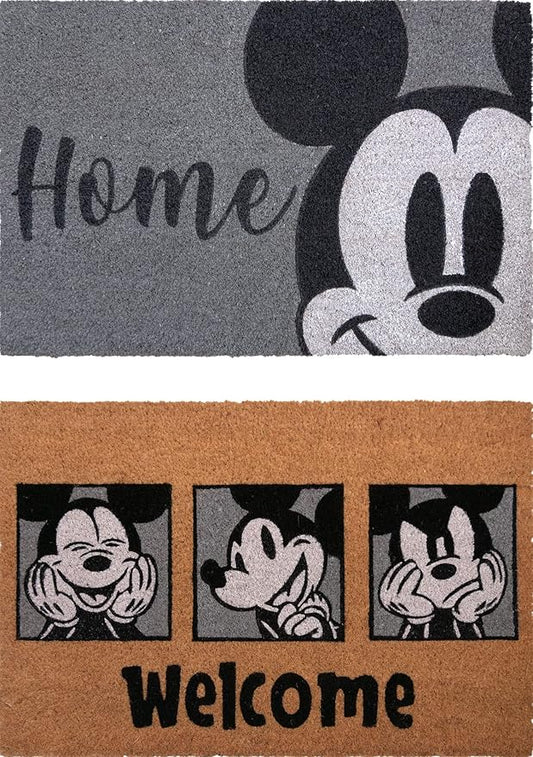 Gertmenian Disney Mouse Doormat Rug Front Door Coir Mat Indoor Outdoor Entryway Carpet, 2-Pack 20x34, Retro Mickey Home/Welcome