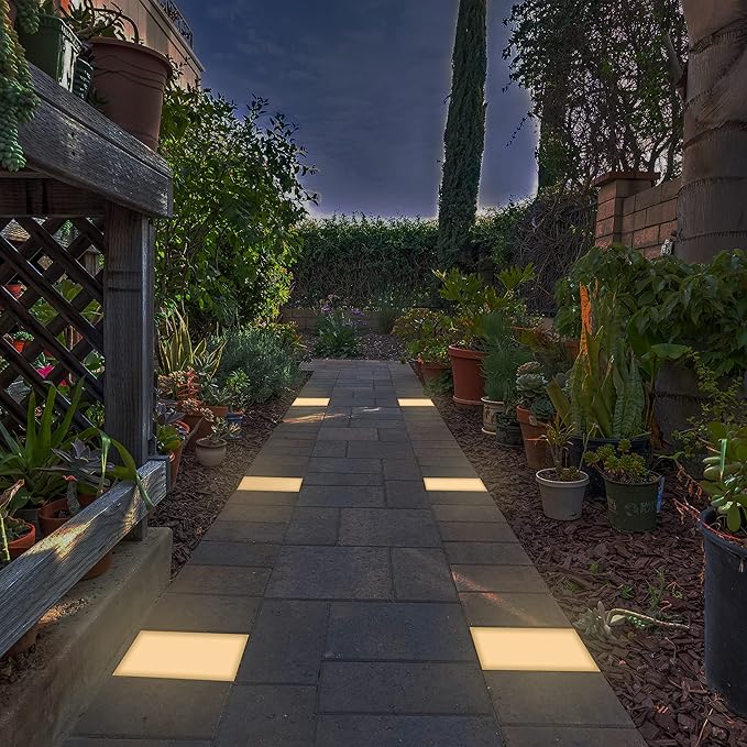 LUMENGY Paver Light 8×8 Inch (7.87 inch X 7.87 inch), Warm White Glare-Free Illumination for Driveways, Pathways, Pool Deck & Patios, 2700K Warm White, 12V AC/DC, Waterproof & Drive-Over Rated