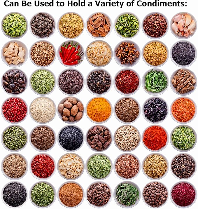 ME.FAN Clear Seasoning Rack Spice Pots - 4 Piece Acrylic Seasoning Box - Storage Container Condiment Jars - Cruet with Cover and Spoon