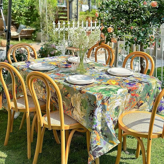 Outdoor Square Tablecloth, Activated Print Floral Waterproof Table Cloth for Square or Round Tables, Dining Table Cover for Dining, Picnic, Outdoor, Wedding - 54''x54'' - Green