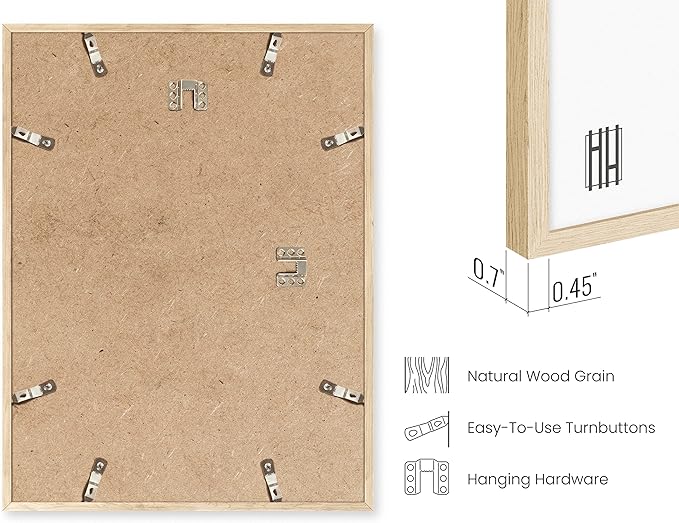 HAUS AND HUES 8"x10" Beige Oak Wood Picture Frame Set of 4-8x10 Wood Picture Frame, 8x10 Frames 4 Pack, 8x10 Poster Frame, 8x10 Frame Wood, 8 by 10 Picture Frames, Set of 4 Frames 8x10 Frame Only