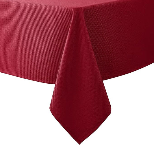 Biscaynebay Textured Fabric Christmas Rectangle Table Cloth 70x120 Inch, Red Water Resistant Tablecloths for Dining, Kitchen, Wedding and Parties, Machine Washable