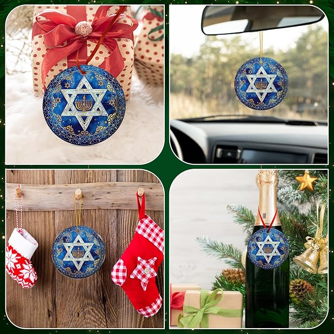 FLAGWIX Hanukkah Gifts for Men Women - Ceramic Christmas Ornaments 2025 for Tree Decorations - Hanukkah Decorations for Home, Spiritual Christmas Tree Ornaments, Jewish Gifts for Mom Sister Friends