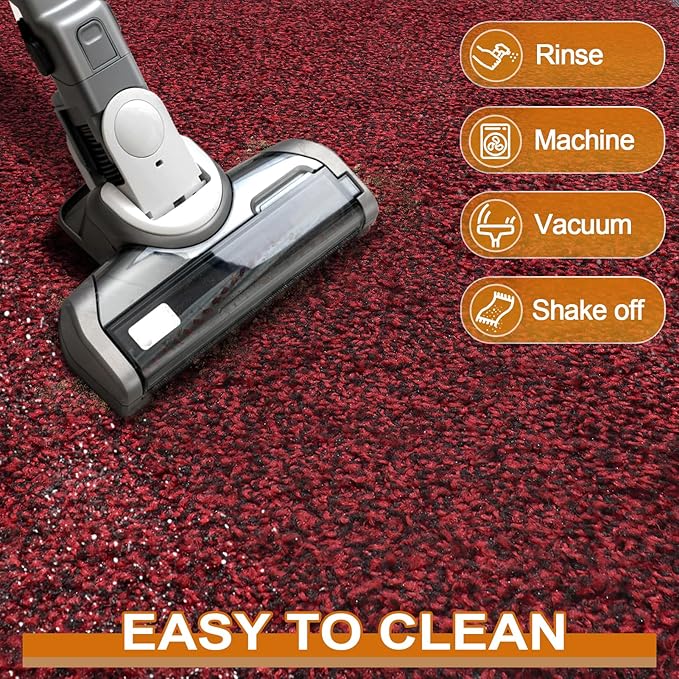 Mibao Front Door Mat, Dirt Trapper Welcome Mat for Outdoor Indoor, Non-Slip Waterproof Doormat, Durable Machine Washable Low Profile Entry Rug for Back Door Outside Patio Porch, 48" x 36", Red