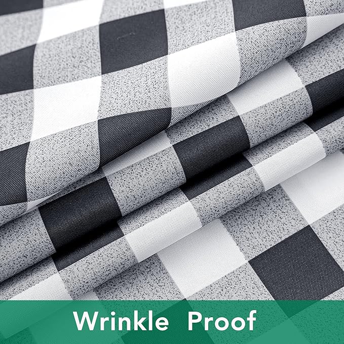 Biscaynebay Fabric Round Tablecloths 60", Black/Grey Scottish Plaid Table Cloth Small Circle Folding Table Covers Water Resistant for Dining, Kitchen, Wedding & Parties, etc